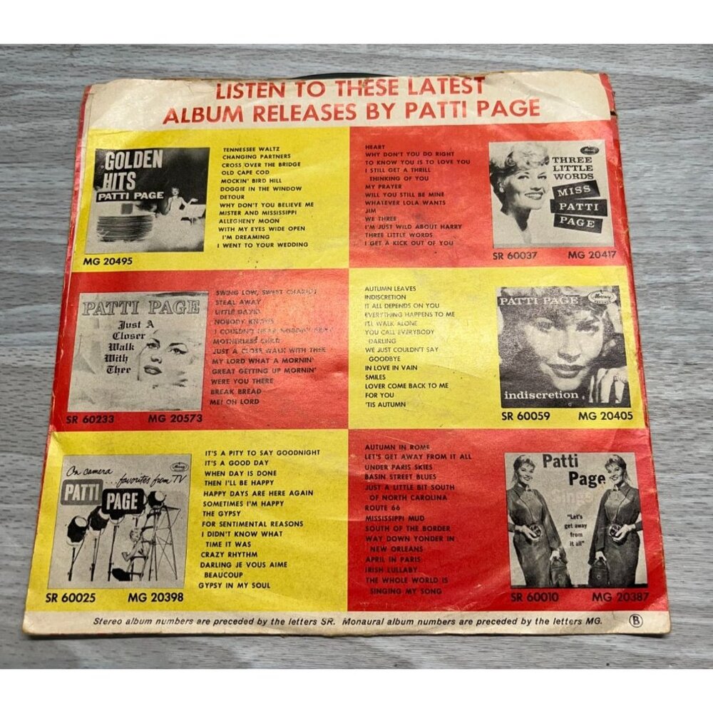 Patti Page Boys Night Out / Three Fools 45 Vinyl 60s Pop with Picture Sleeve - Picture 5 of 8